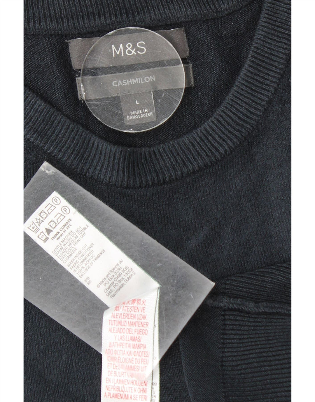Marks & Spencer Herren-Pullover mit Rundhalsausschnitt, groß, Marineblau, Acryl