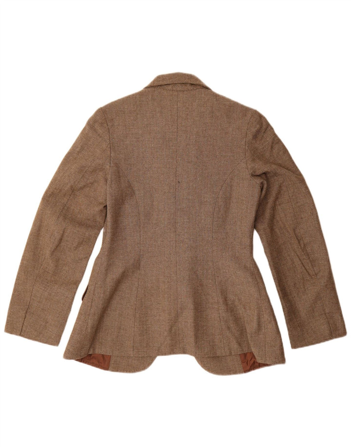 Vintage Damen offene Blazerjacke UK 8 Small Brown