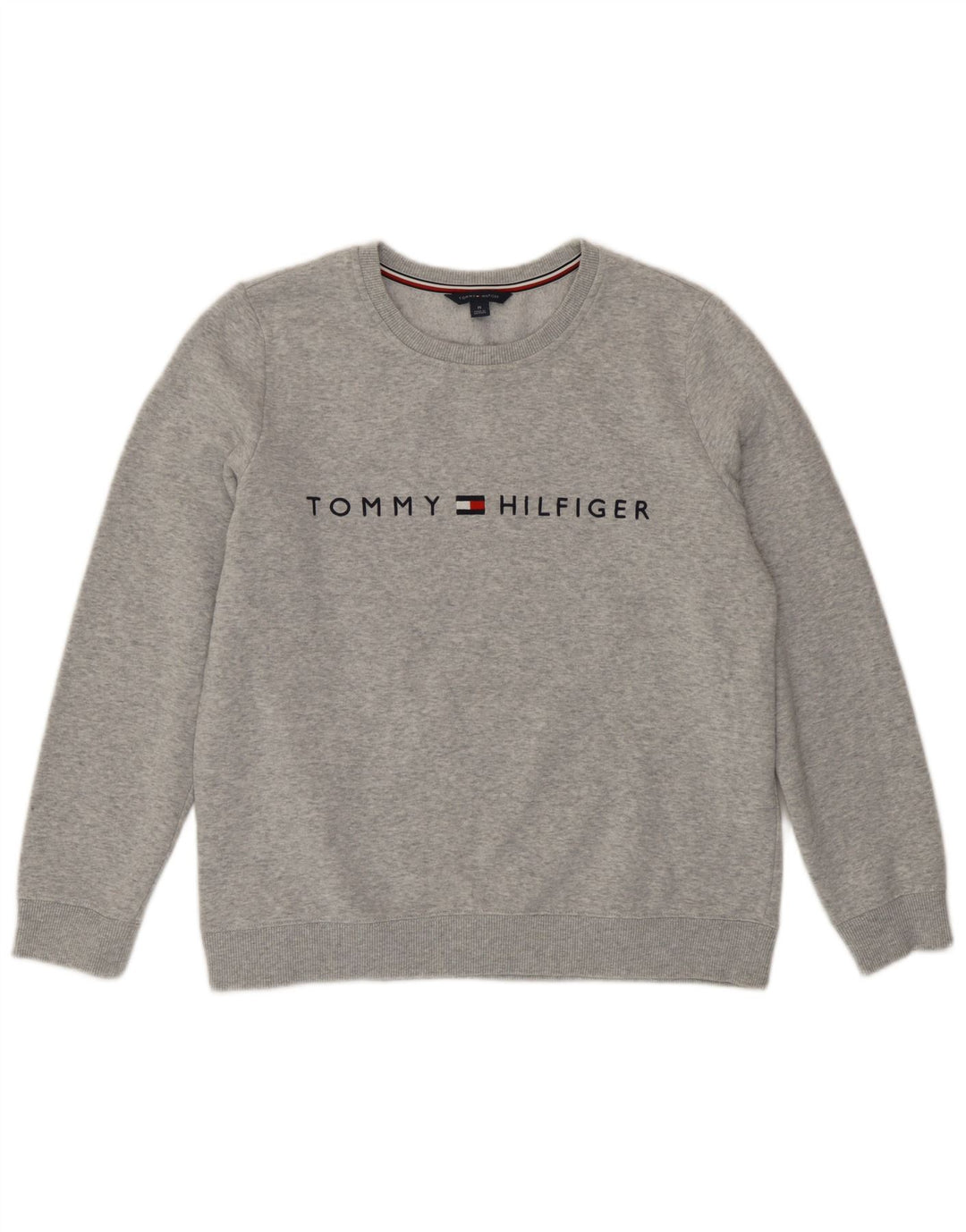 Tommy Hilfiger Damen Grafik-Sweatshirtpullover UK 14 Mittelgrau meliert