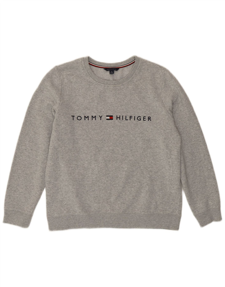 Tommy Hilfiger Damen Grafik-Sweatshirtpullover UK 14 Mittelgrau meliert