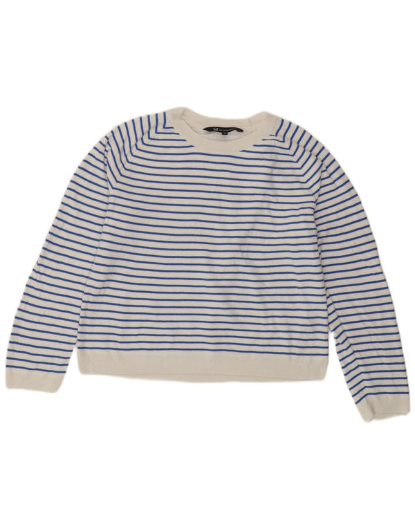 Crew Clothing Damen-Pullover mit Rundhalsausschnitt, Gr. 10, Größe S, Weiß, gestreift