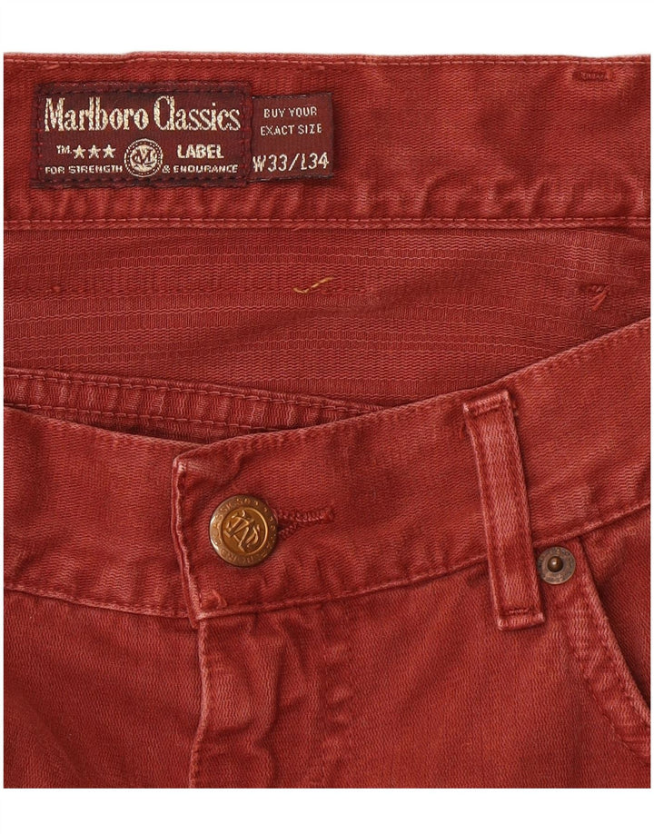 Marlboro Classics Herren Straight Jeans W33 L34 Rote Baumwolle