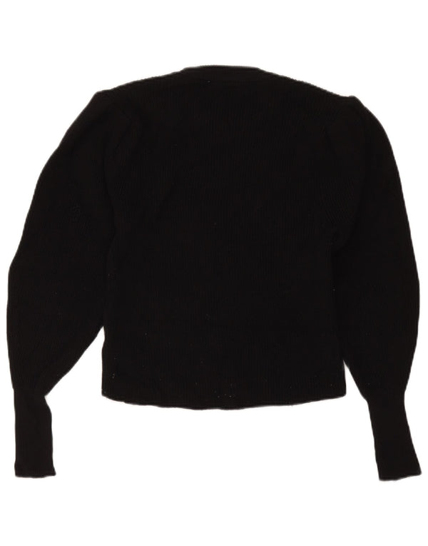 Zara Damen Crop Crew Neck Pullover Pullover UK 12 Mittelschwarze Viskose