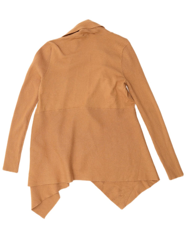 Asymmetrischer offener Strickjackenpullover für Damen von Zara, UK 10, kleine braune Viskose