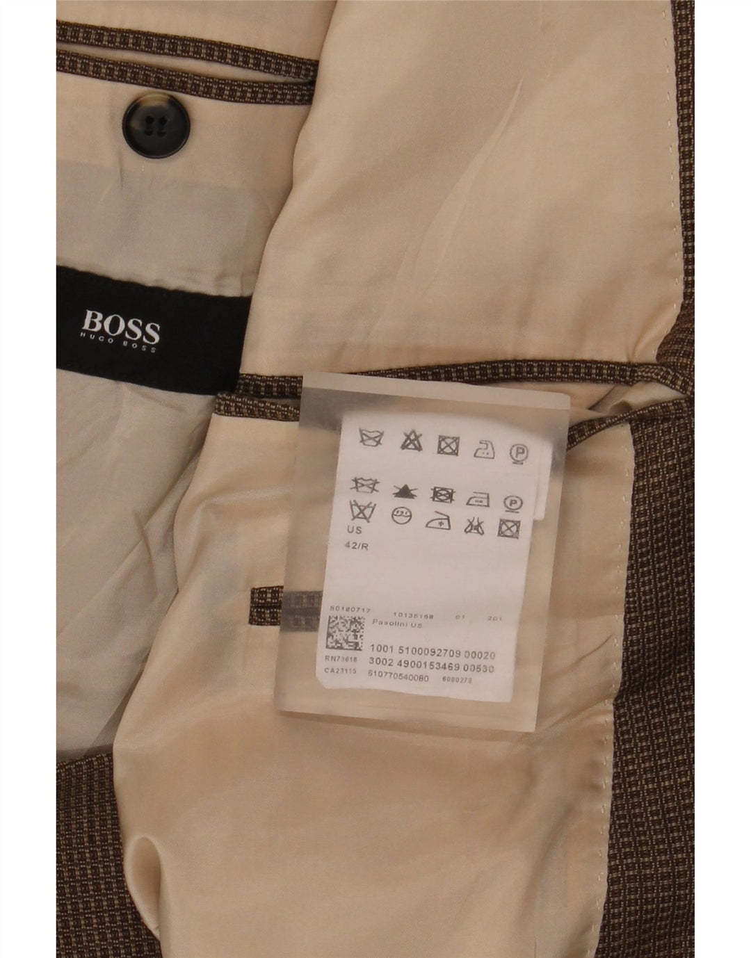 Hugo Boss Herren-Blazer mit 2 Knöpfen, US 42 XL, braun karierte Schurwolle