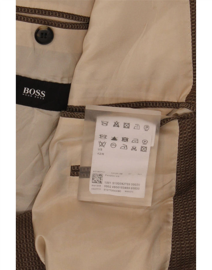 Hugo Boss Herren-Blazer mit 2 Knöpfen, US 42 XL, braun karierte Schurwolle