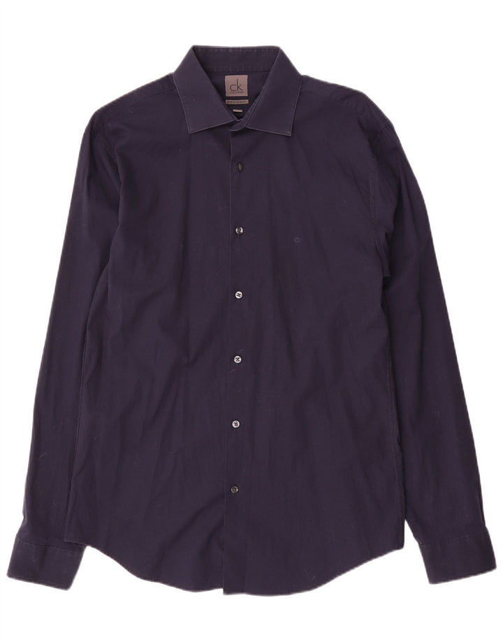 Calvin Klein Herren Slim Fit Hemd Größe 40 15 3/4 Mittel Marineblau