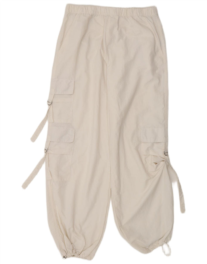 Zara Damen-Jogginghose, Cargohose, Größe S, W28, L30, Weiß, Polyamid