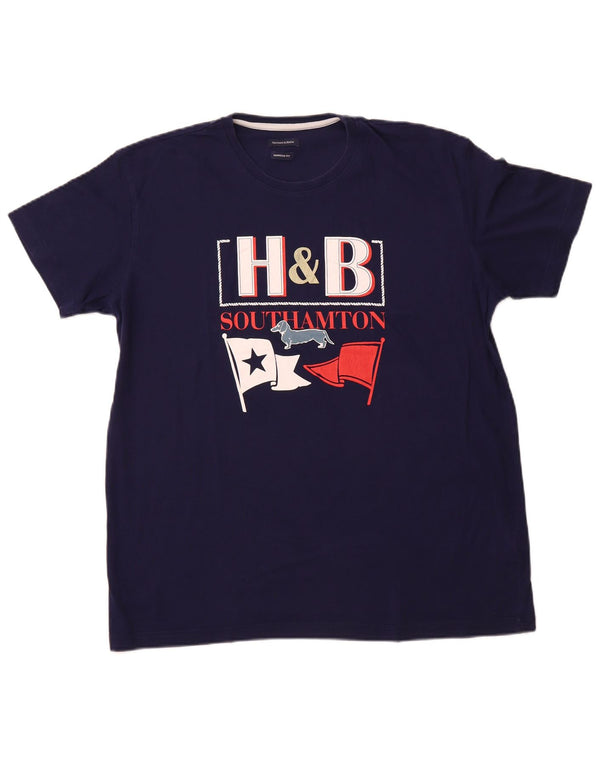 HARMONT & BLAINE Herren-T-Shirt mit schmaler Passform, Grafik, 3XL, Marineblau, Baumwolle
