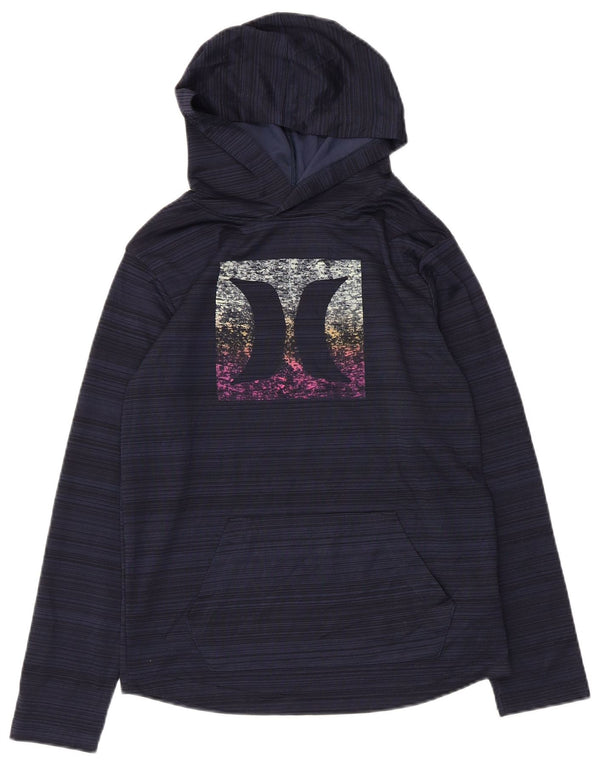 Hurley Grafik-Kapuzenpullover für Mädchen, 12–13 Jahre, groß, marineblau, Nadelstreifen