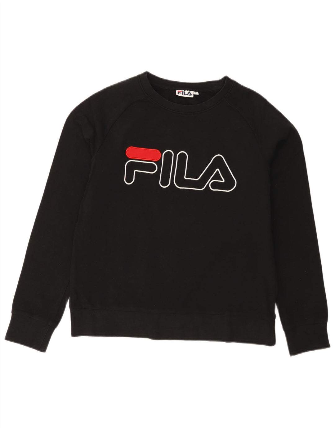 FILA Damen Grafik-Sweatshirt-Pullover UK 10 Small Schwarz Baumwolle