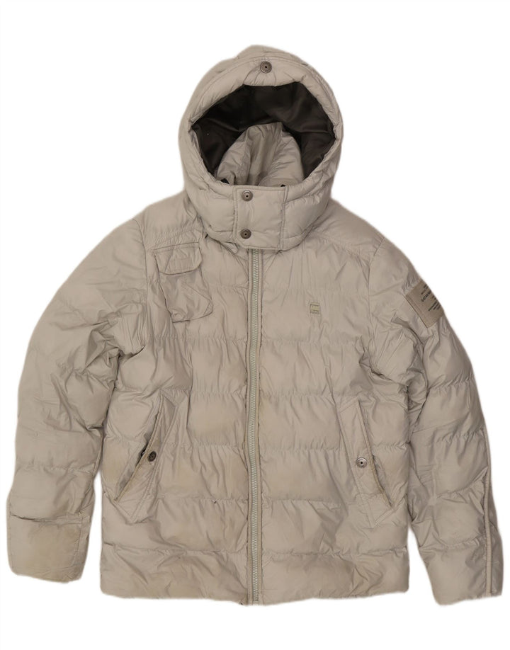 G-STAR Herren-Jacke mit Kapuze, gepolstert, UK 40, Größe L, grau, Polyester