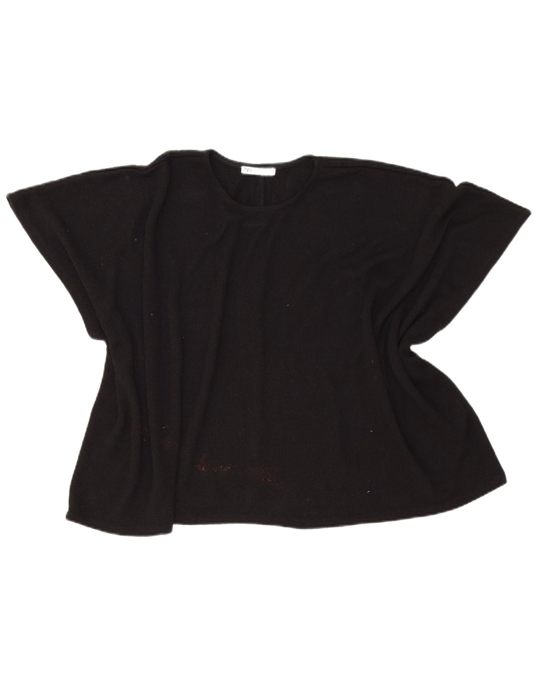 Zara Damen Poncho-Blusenoberteil UK 14 Mittelschwarze Viskose