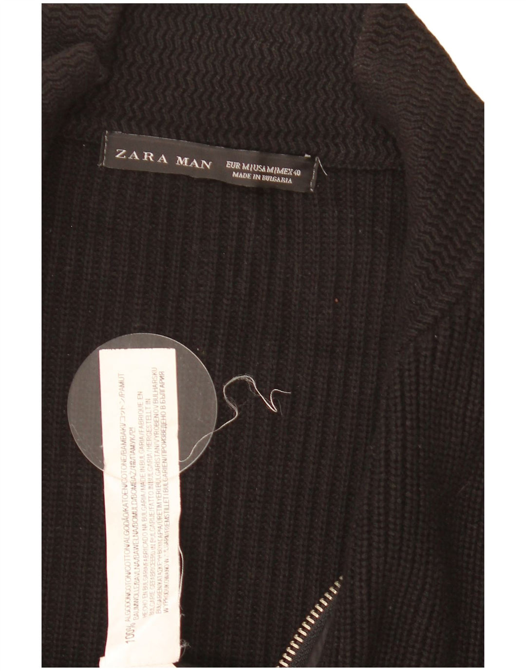 Zara Herren-Cardigan-Pullover aus mittelschwarzer Baumwolle