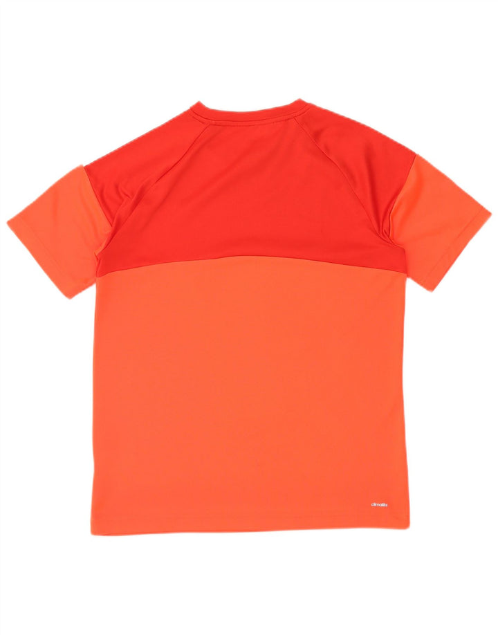 ADIDAS Climalite T-Shirt für Jungen, 15–16 Jahre, orangefarbenes Colourblock-Polyester