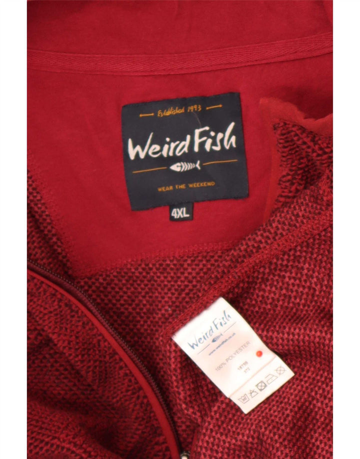 Weird Fish Herren-Sweatshirt mit Reißverschluss am Hals, 4XL, kastanienbraunes Polyester
