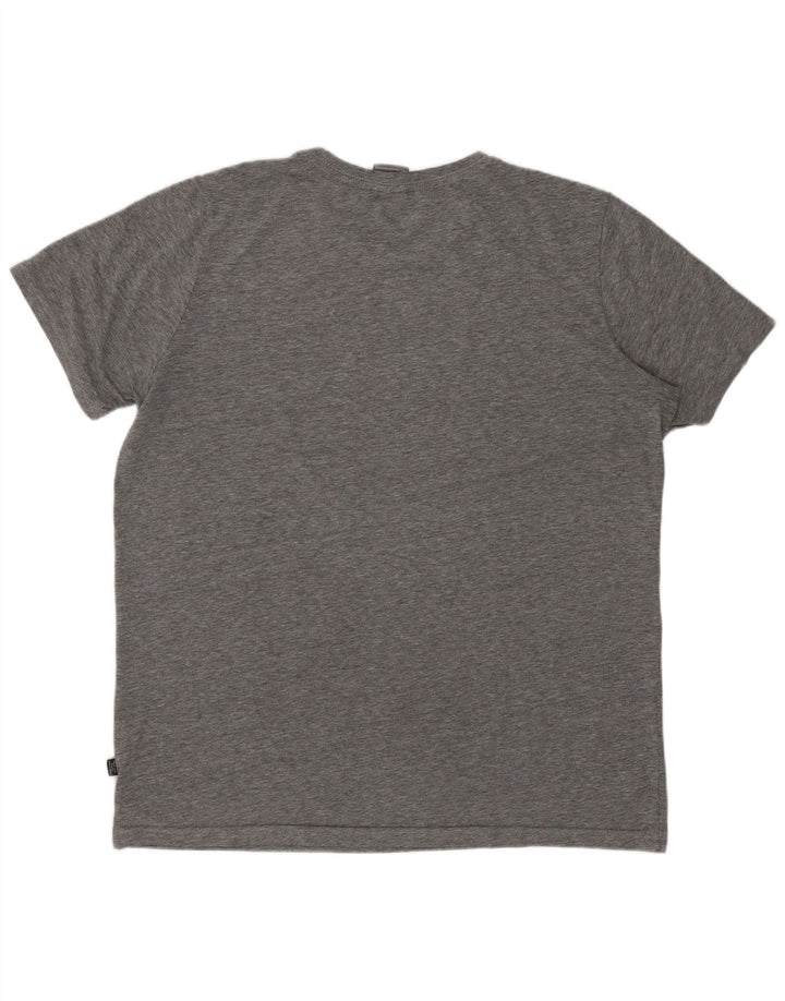 PUMA Herren Grafik-T-Shirt-Oberteil aus mittelgrau gefleckter Baumwolle