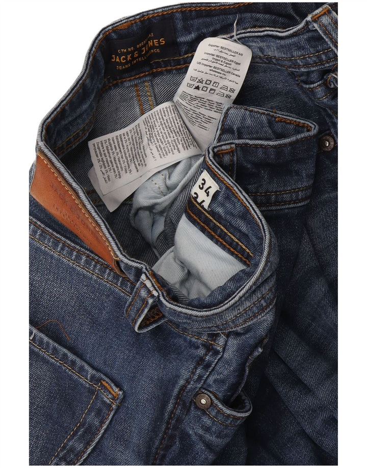 Jack & Jones Herren Mike Straight Jeans W34 L34 Blaue Baumwolle