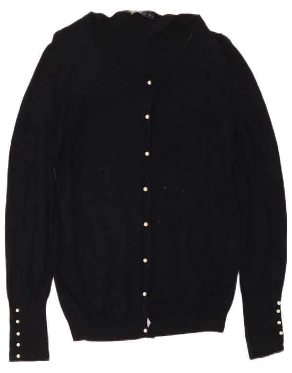 Zara Damen-Cardigan-Pullover UK 14 Große marineblaue Viskose