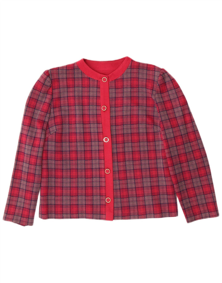 Vintage Damen 5-Knopf-Blazer-Jacke, UK 14, mittelrosa kariert, klassisch