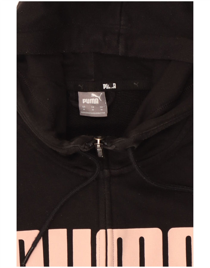Puma Damen Graphic Zip Hoodie Pullover UK 14 Medium Schwarz