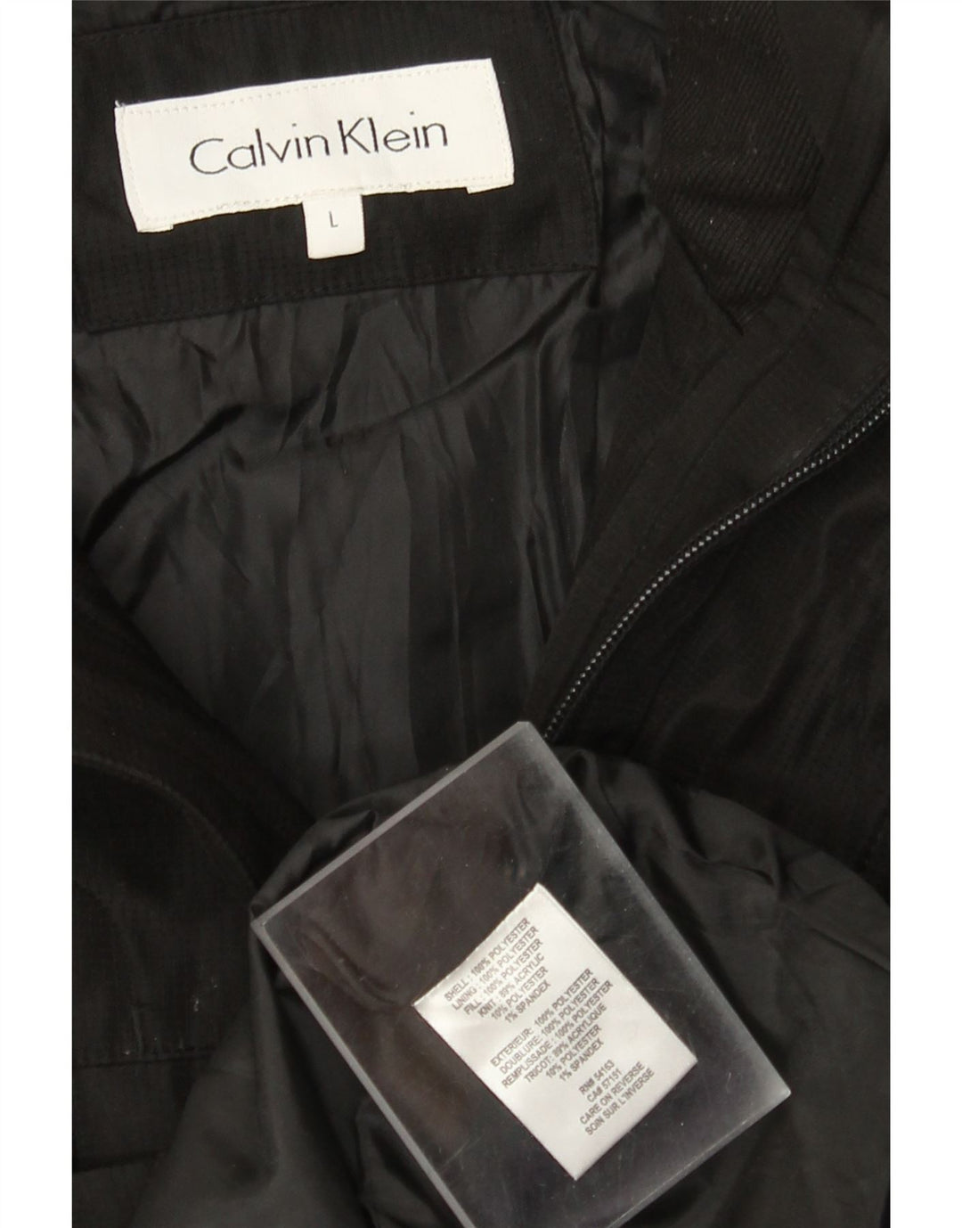 Calvin Klein Herren-Windbreakerjacke mit Kapuze, UK 40, Größe L, Schwarz, Polyester