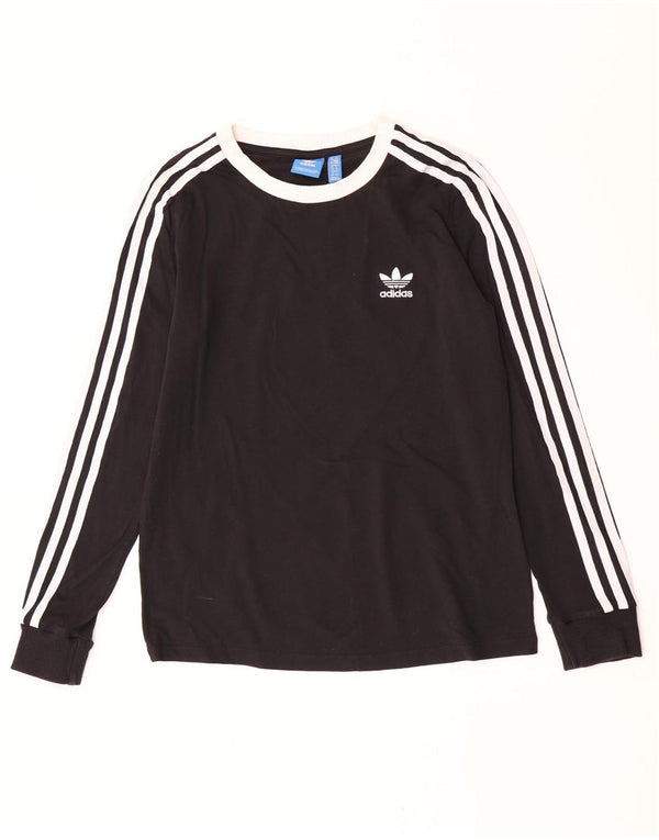 Adidas Damen Top Langarm UK 10 Small Schwarz Baumwolle