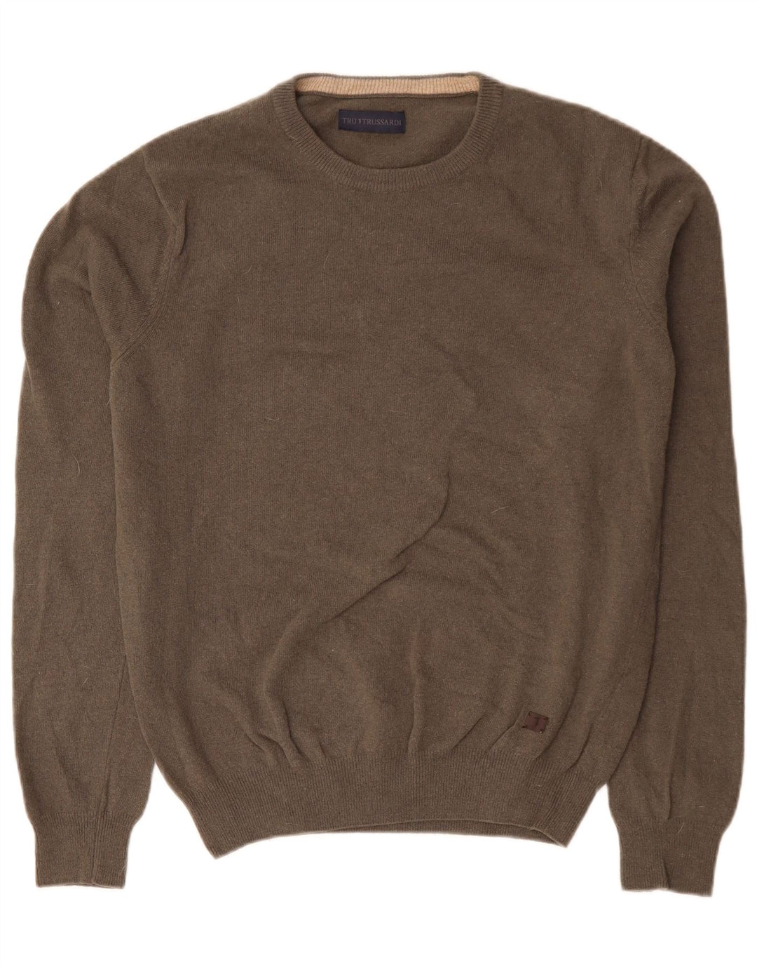 TRUSSARDI Herren-Pullover mit Rundhalsausschnitt, große graue Wolle