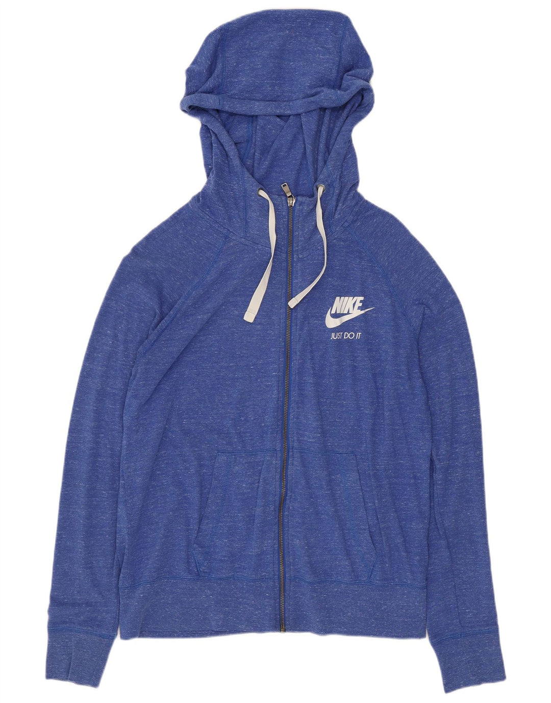 Nike Damen-Kapuzenpullover mit Reißverschluss, UK 14, mittelblau gefleckte Baumwolle