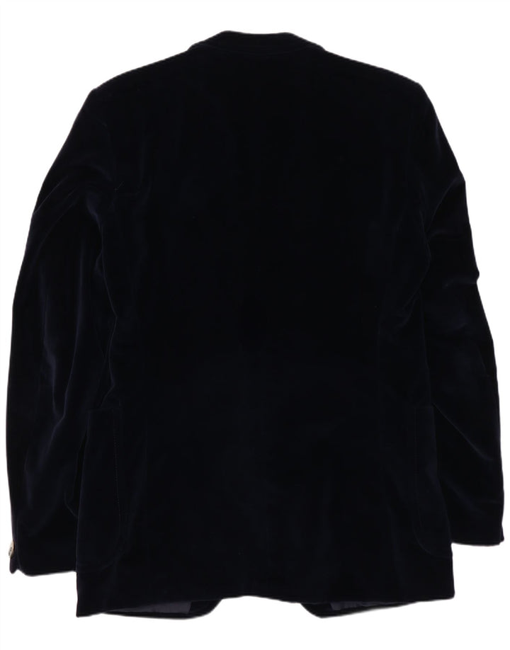 Vintage Herren 2-Knopf-Samt-Blazerjacke UK 38 Mittelmarineblau