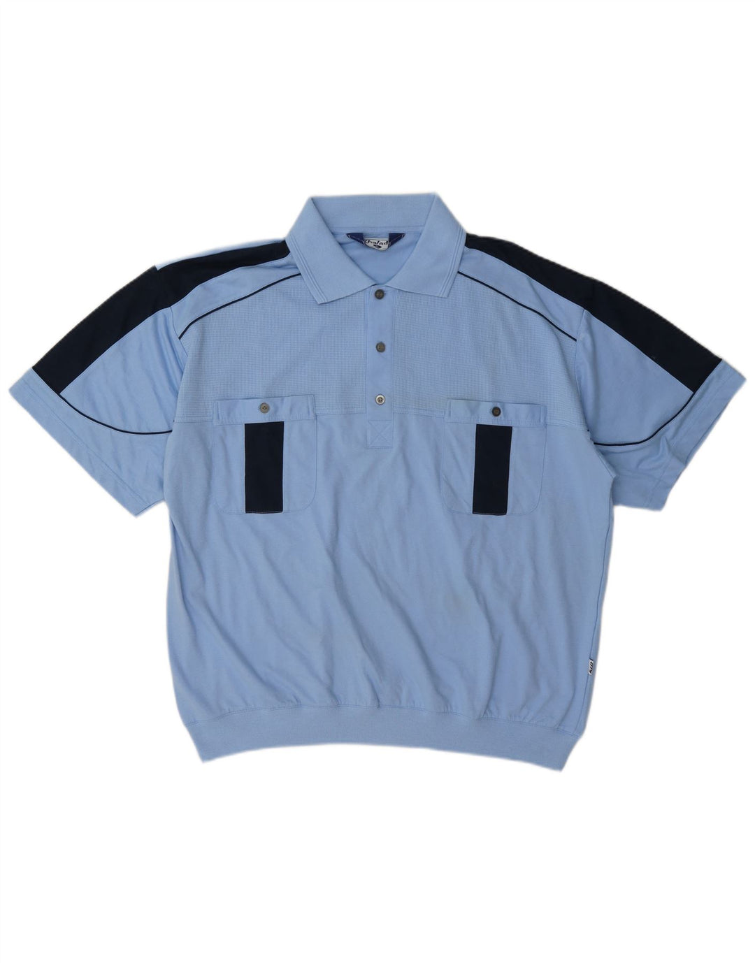 Vintage Herren Poloshirt XL Blau Colourblock