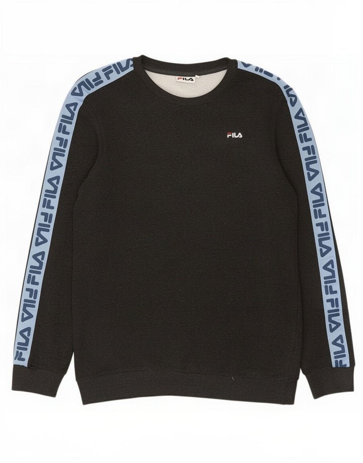 Fila Herren-Sweatshirt mit Grafik, groß, graues Farbblock-Polyester