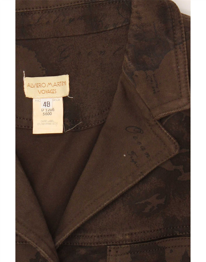 ALVIERO MARTINI Damen Grafik-Jeansjacke IT 48 Große braune Baumwolle