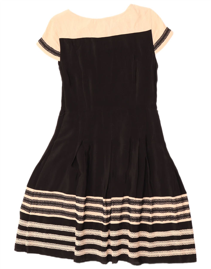 Monsoon A-Linien-Kleid für Damen, UK 12, Mittelschwarz, Colourblock-Viskose