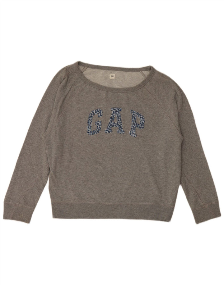 Gap Womens Graphic Oversized Sweatshirt Pullover UK 10 Small Graue Baumwolle