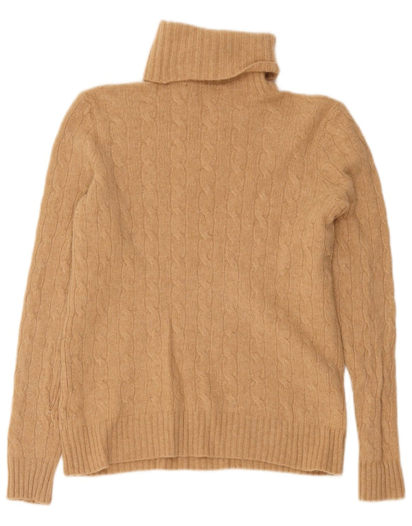 Rollkragenpullover für Damen von Polo Ralph Lauren, UK 12, Wolle in Mittelbeige