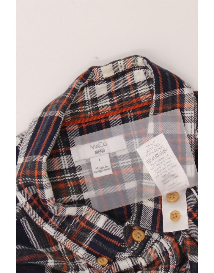 Max&Co. Herren-Flanellhemd, groß, marineblau, kariert, Baumwolle