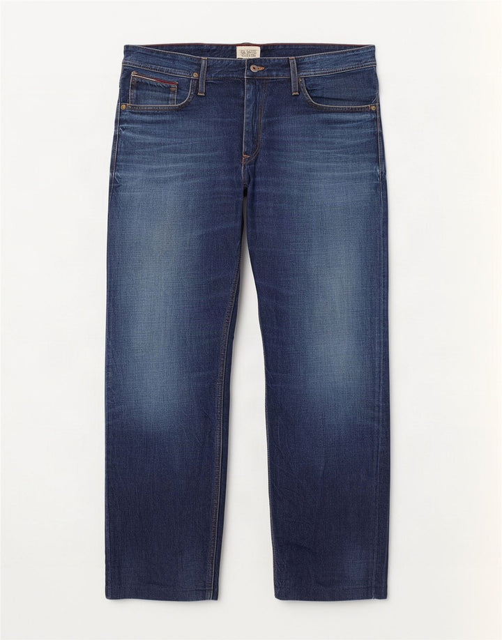 Tommy Hilfiger Herren Straight Jeans W36 L30 Blaue Baumwolle