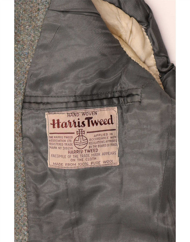 Harris Tweed Damen-Militär-Blazer mit 2 Knöpfen, UK 8, kleine Khaki-Wolle