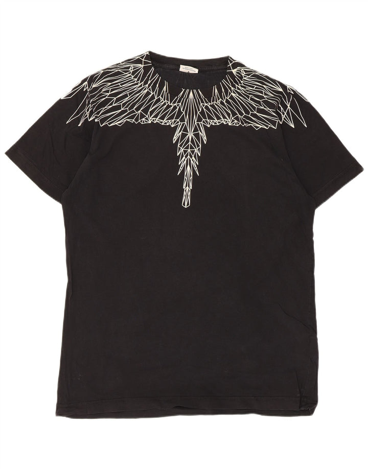 Marcelo Burlon Herren Grafik-T-Shirt-Oberteil aus mittelschwarzer Baumwolle