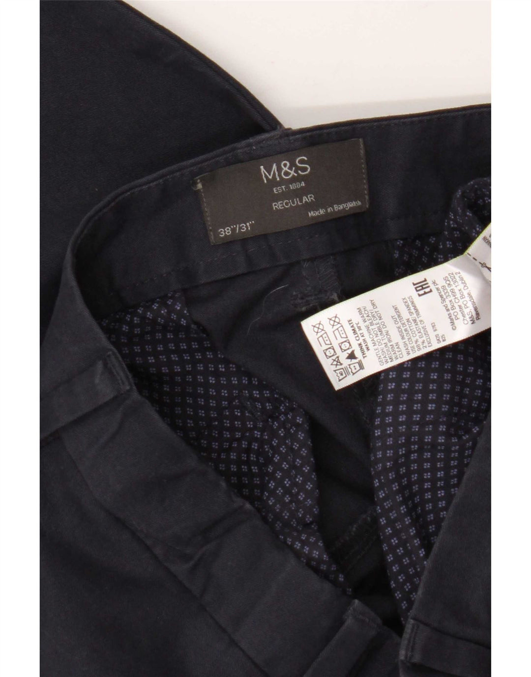 Marks & Spencer Herren-Chinohose, normal, W38, L31, Marineblau, Baumwolle