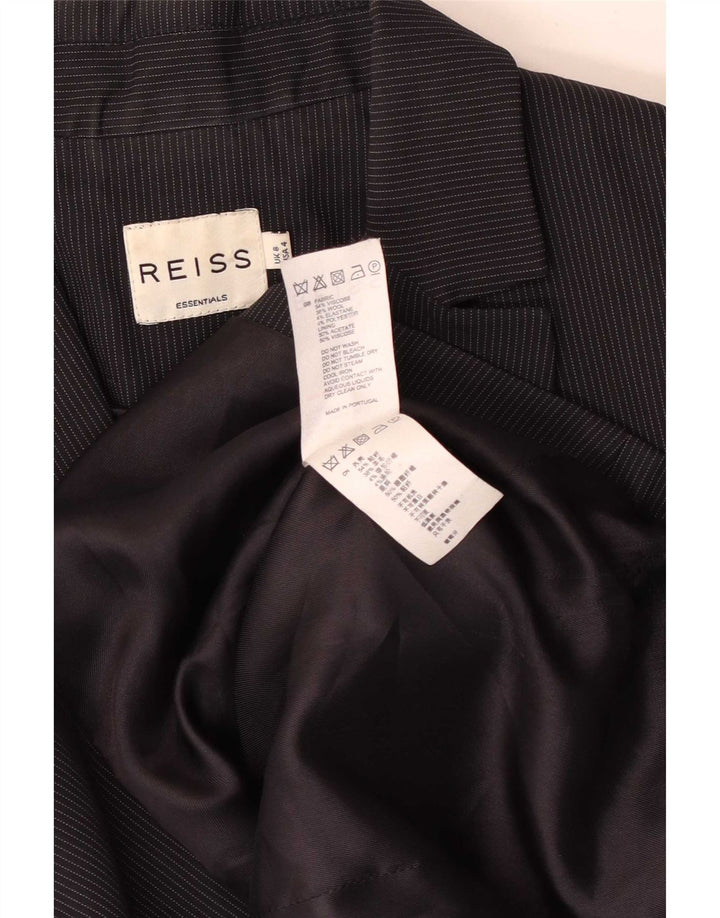 Reiss Damen-Blazer mit 1 Knopf, Gr. 8, Schwarz, Nadelstreifen-Viskose
