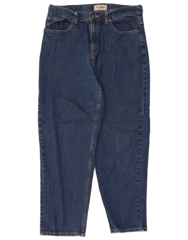 L.L.BEAN Damen Relaxed Fit Tapered Jeans US 12 Large W30 L26 Blaue Baumwolle