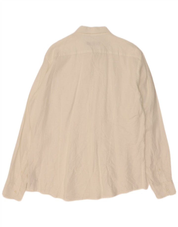 Trussardi Herrenhemd, Größe 43, großes weißes Leinen