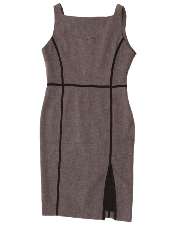Zara Damen Ärmelloses Etuikleid UK 14 Large Grau Polyester
