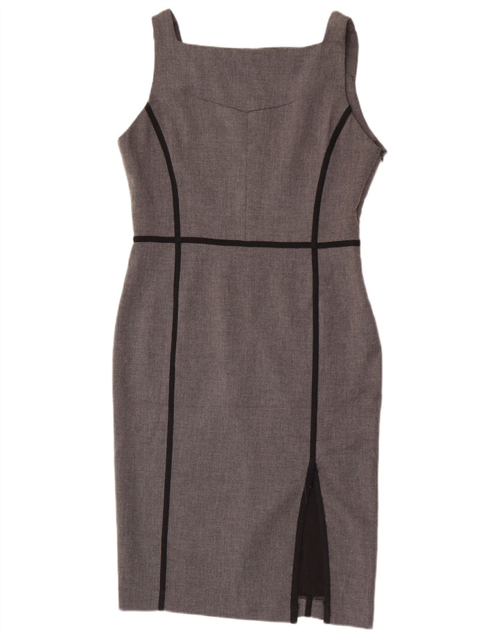 Zara Damen Ärmelloses Etuikleid UK 14 Large Grau Polyester