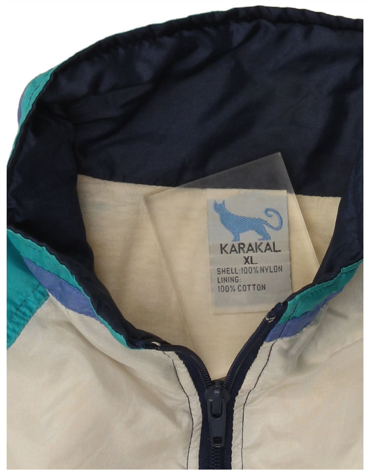 Vintage Herren Trainingsanzug Top Jacke XL Marineblau Colourblock Nylon