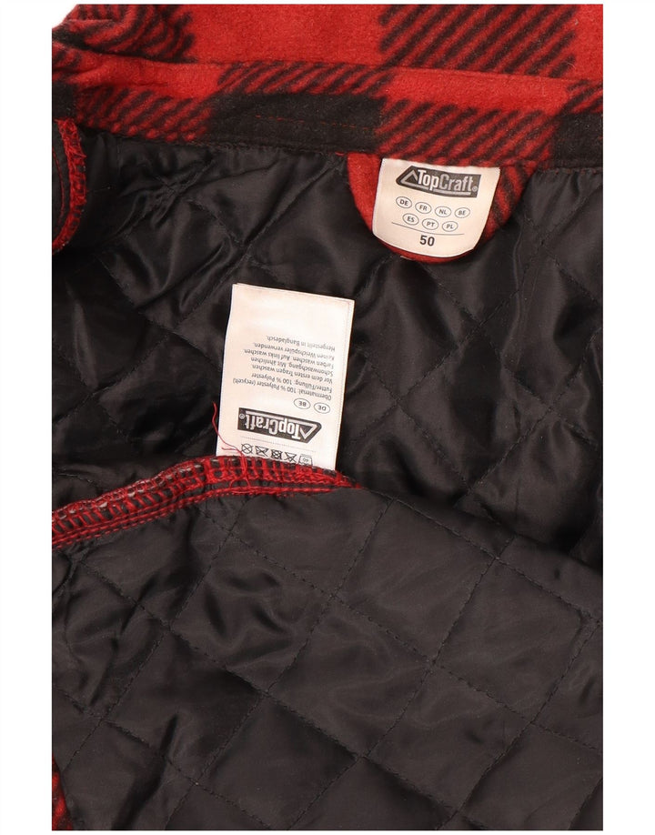 Vintage Herren Fleece Bomberjacke EU 50 Großes rot kariertes Polyester