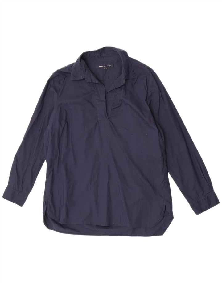 French Connection Damen-Pullover-Hemd, UK 14, Größe L, Marineblau, Baumwolle