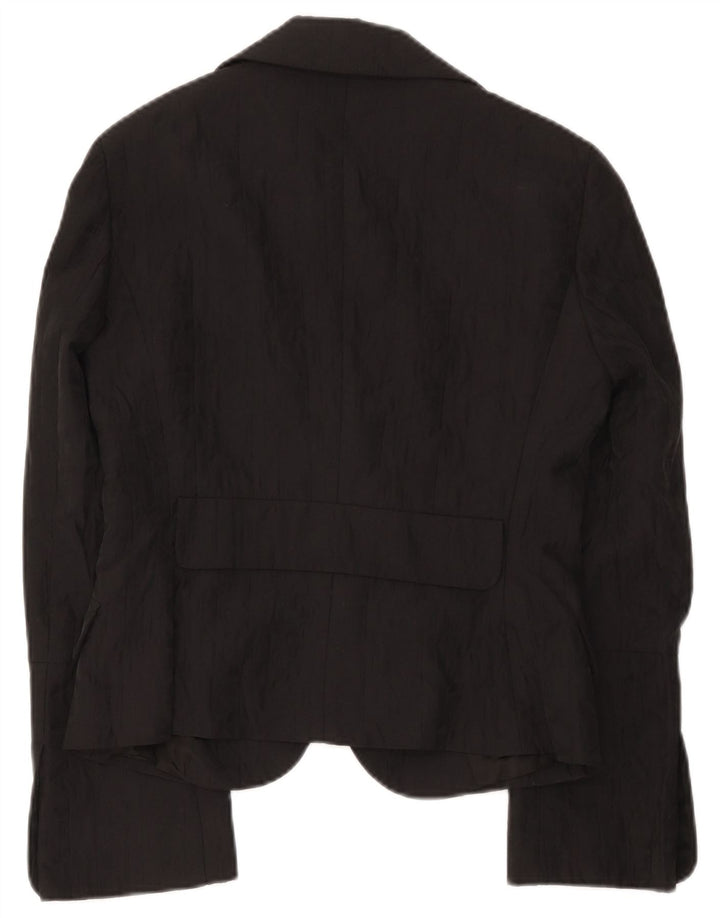 Max & Co. Damen-Blazerjacke mit 2 Knöpfen, Gr. 14, Größe L, Schwarz, Baumwolle